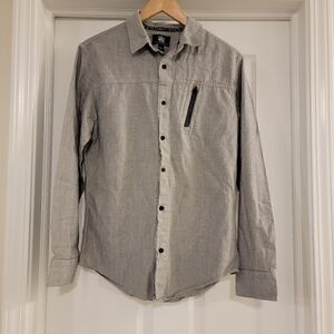 Rock & Republic Button Front Gray Long Sleeve small